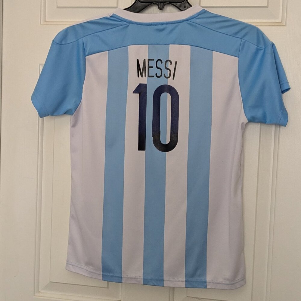 Argentina AFA Soccer Jersey Messi Mens Light Blue White Stripes Size Small - Picture 2 of 8